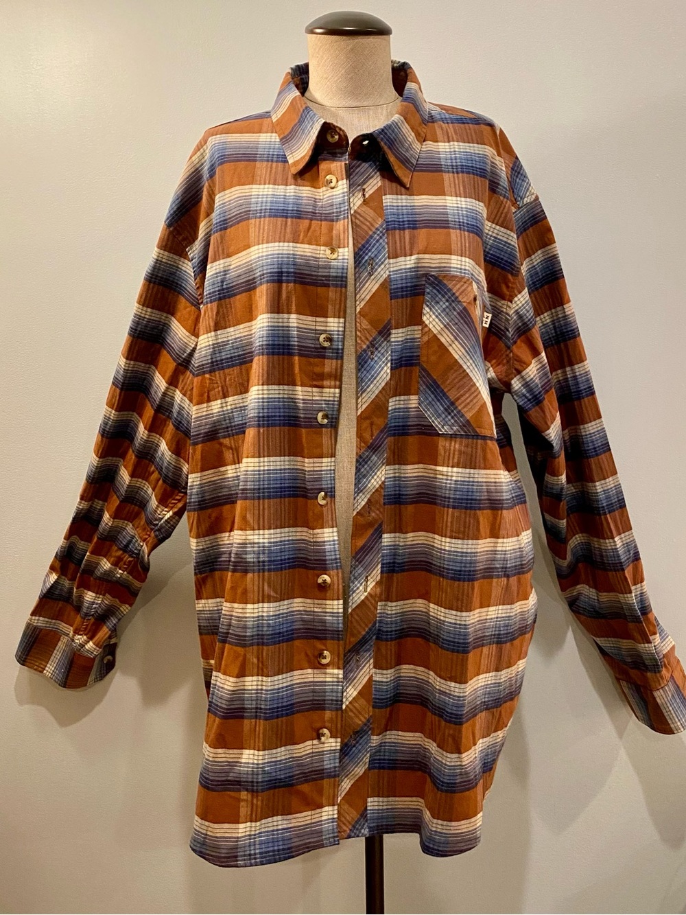 Ruff Hewn Brown & Blue Plaid Button-Down Shirt